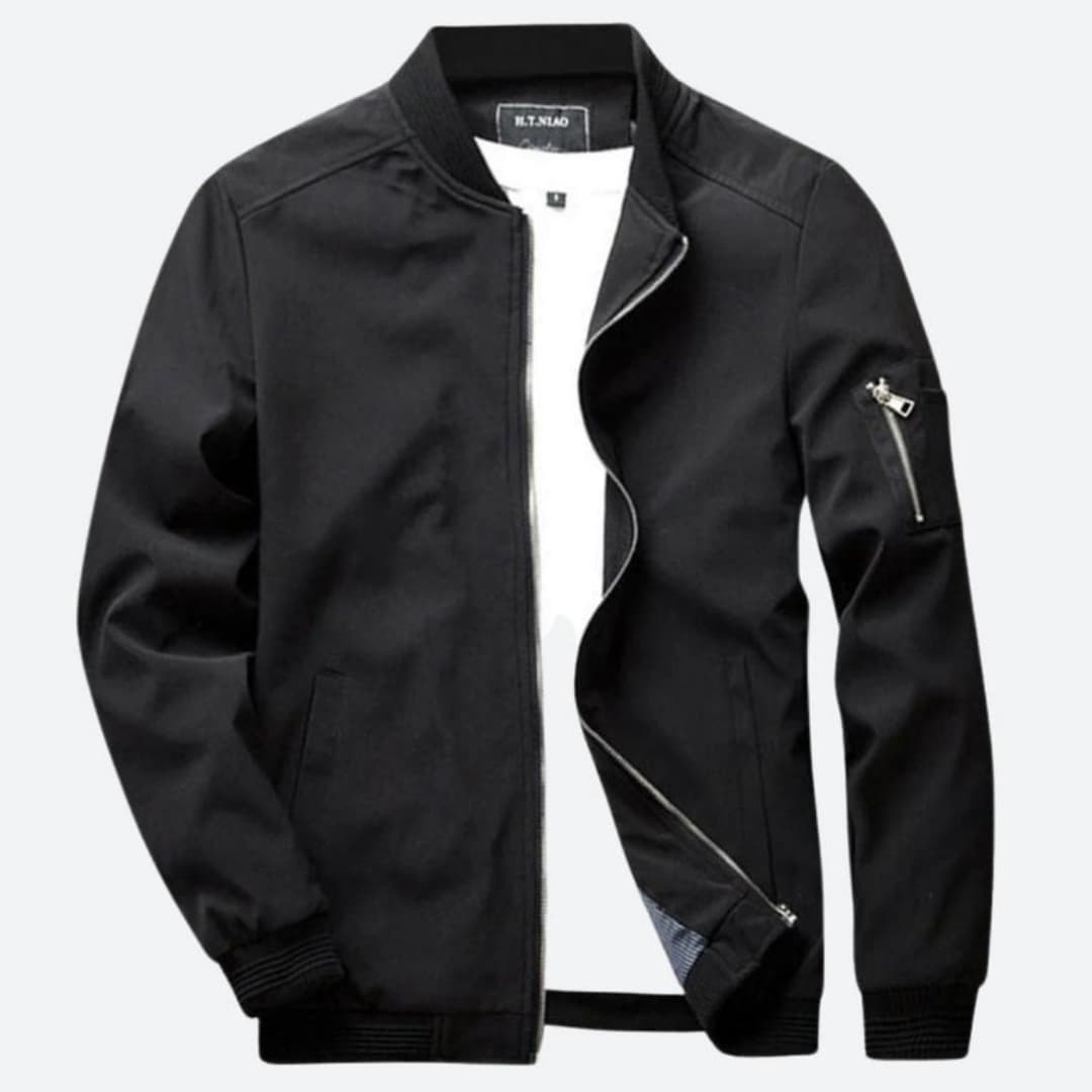 Blouson bomber uomo con chiusura lampo e superficie tinta unita