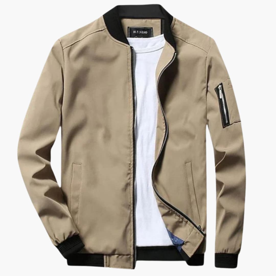 Blouson bomber uomo con chiusura lampo e superficie tinta unita