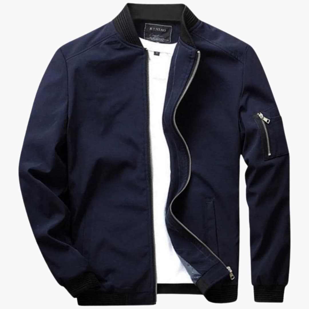 Blouson bomber uomo con chiusura lampo e superficie tinta unita