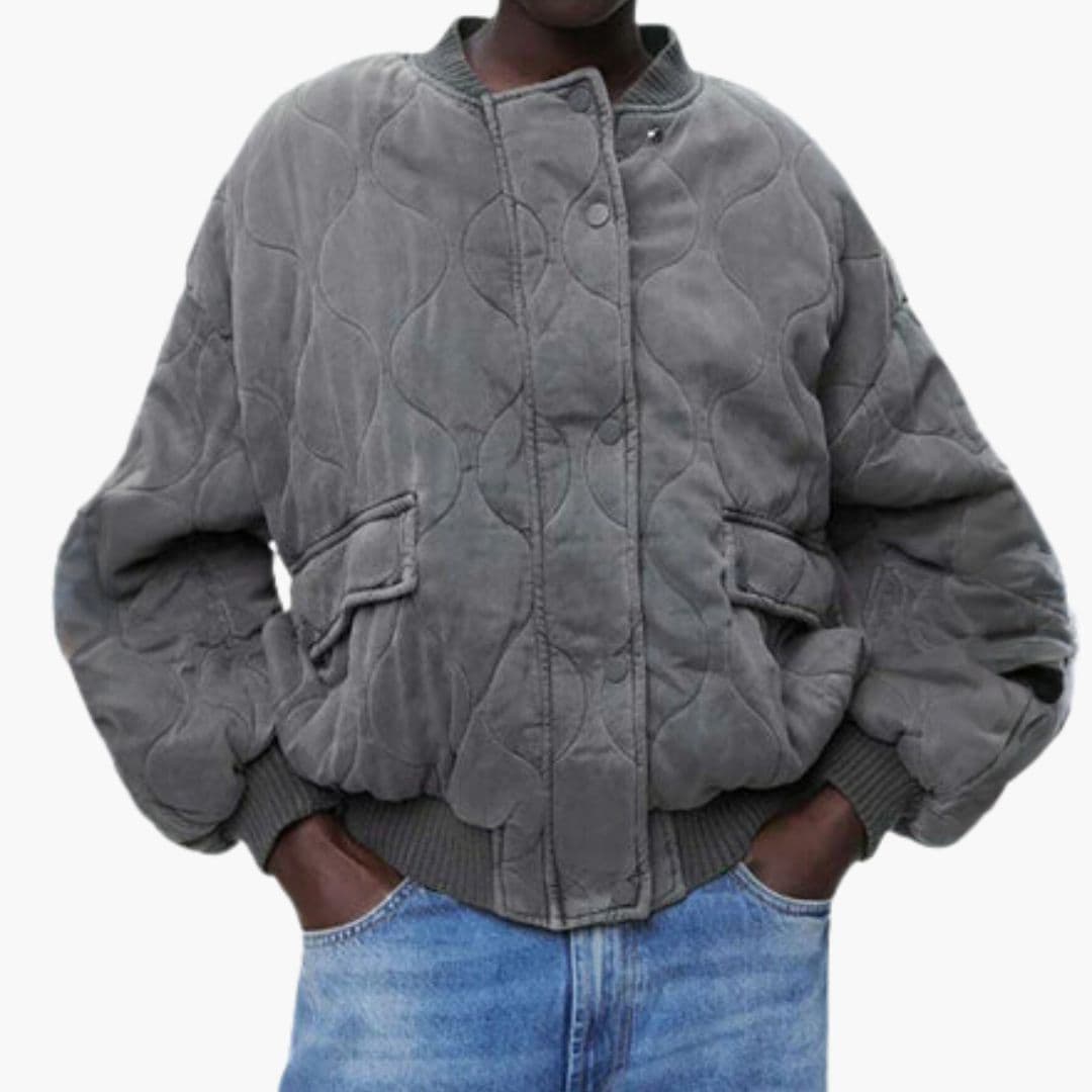 Blouson bomber matelassé unisexe avec col côtelé