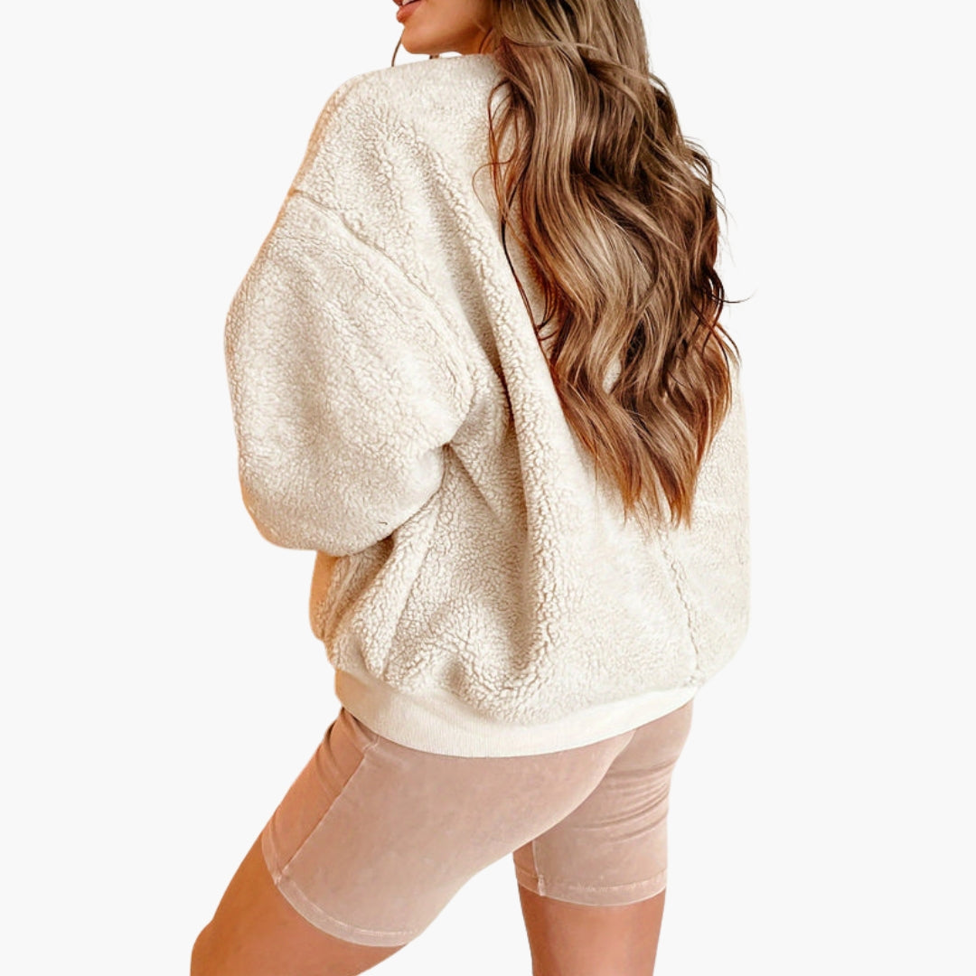 Blouson bomber in pile da donna con chiusura lampo