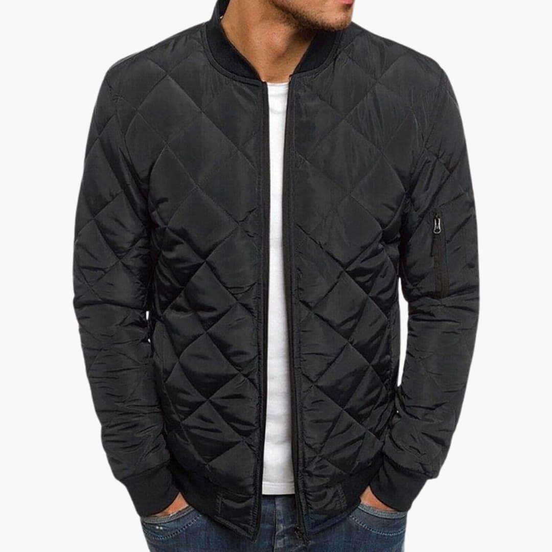 Bomber utilitario da uomo con superficie trapuntata e tasca con zip