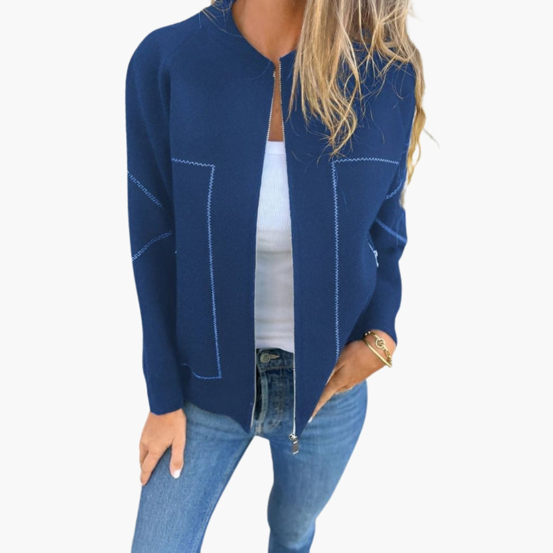 Blusão feminino estilo bomber com fecho de correr