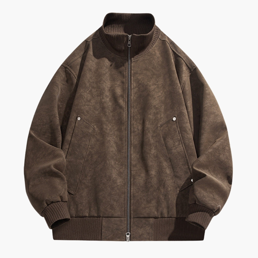 Herreblouson med høy krage og elastiske mansjetter