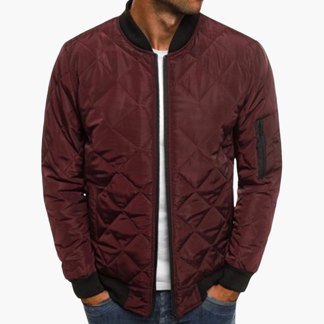 Bomber Homme Matelassé à Fermeture Zippée avec Col