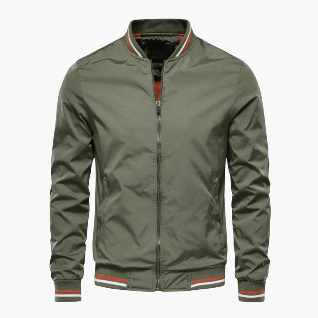Men's Bomber Jacket with Zipper Closure and Collar