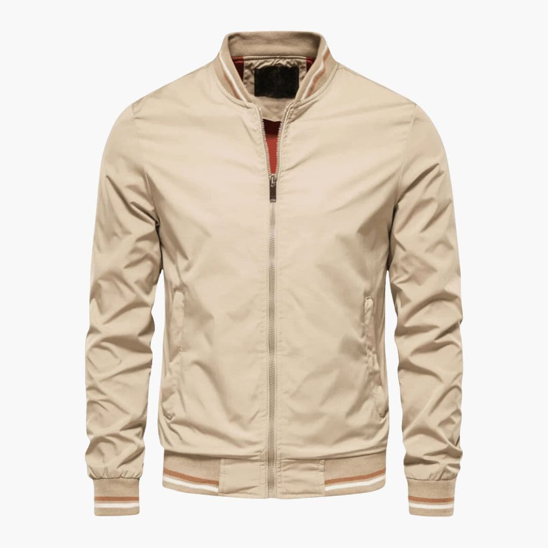 Bomber Homme avec Fermeture Zippée et Finitions Rayées