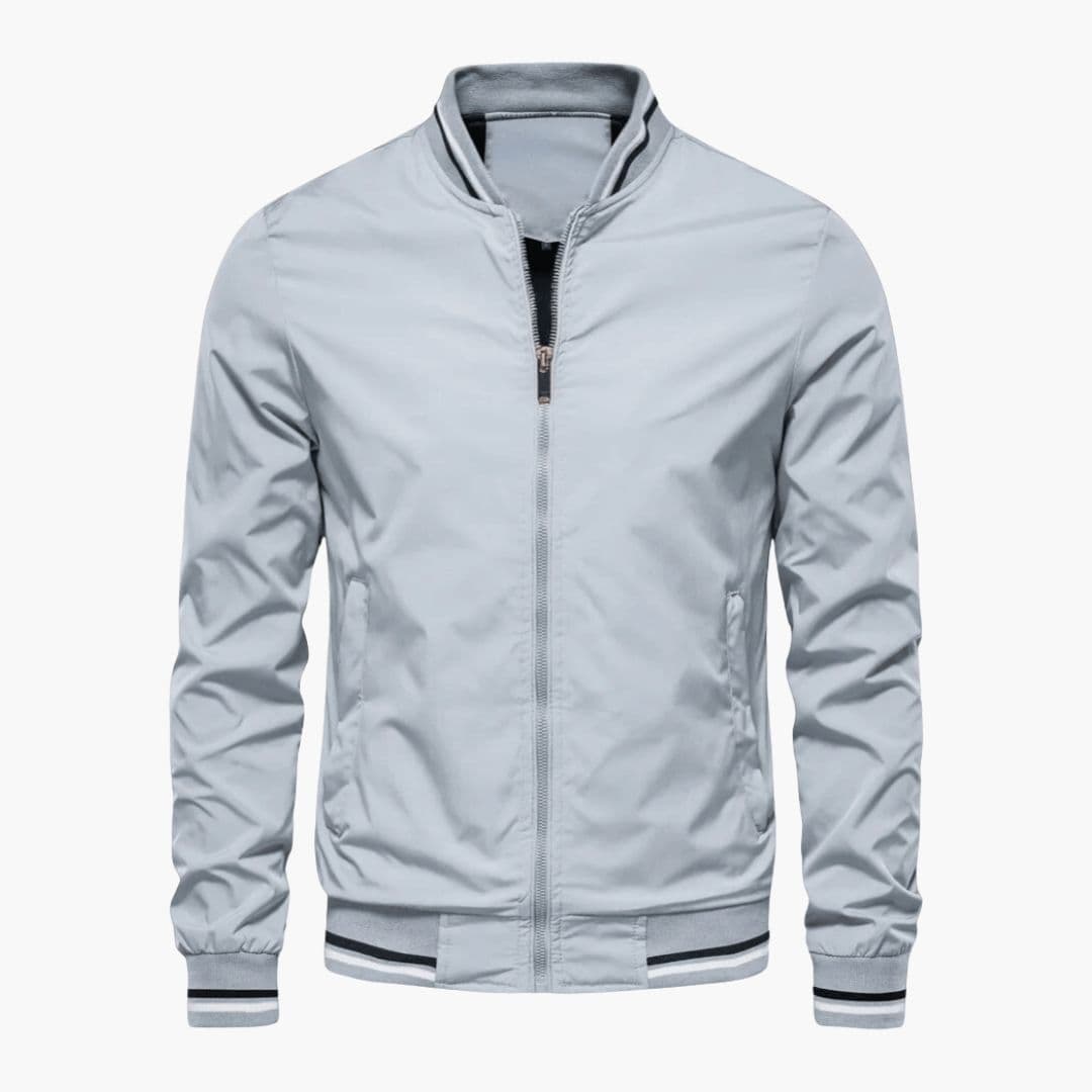 Men's Bomber Jacket with Zipper Closure and Collar