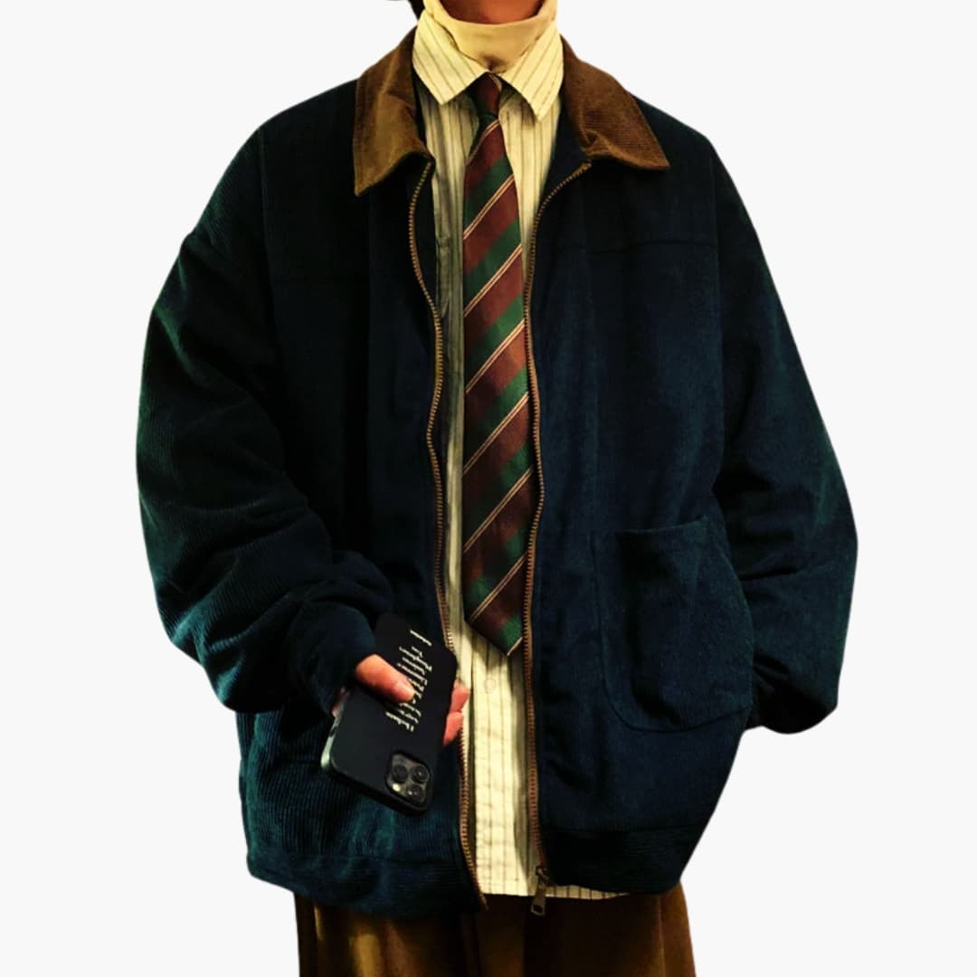 Bomber Homme en Velours Côtelé à Zip