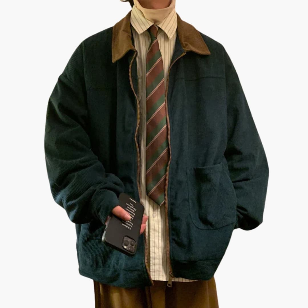 Bomber Homme en Velours Côtelé à Zip