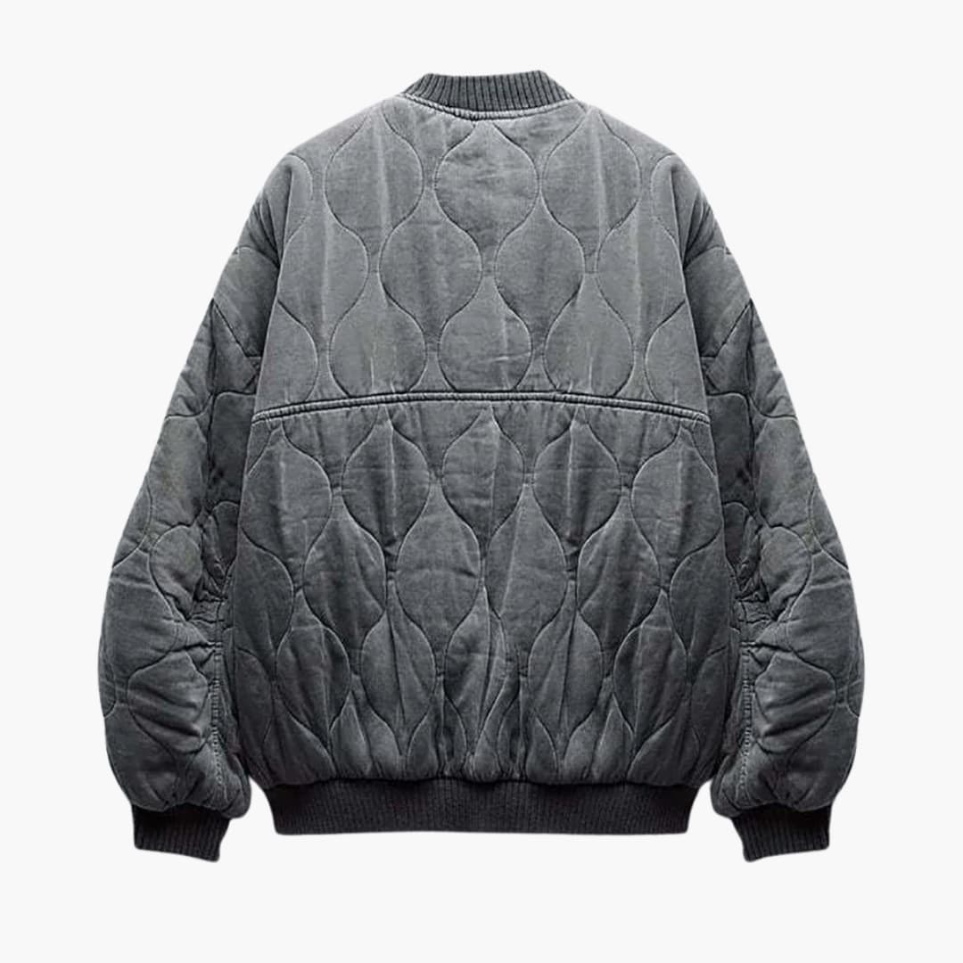 Bomber femme matelassé gris coupe oversize