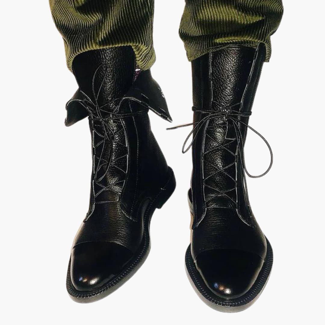 Bottes à lacets pour femmes avec bout rond et talon bas