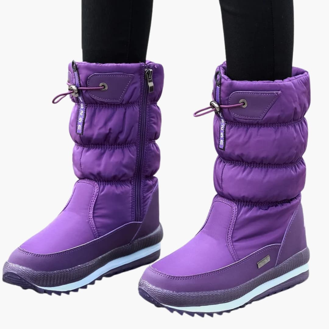 Bottes d’hiver femme avec fermeture zippée latérale et semelle texturée antidérapante