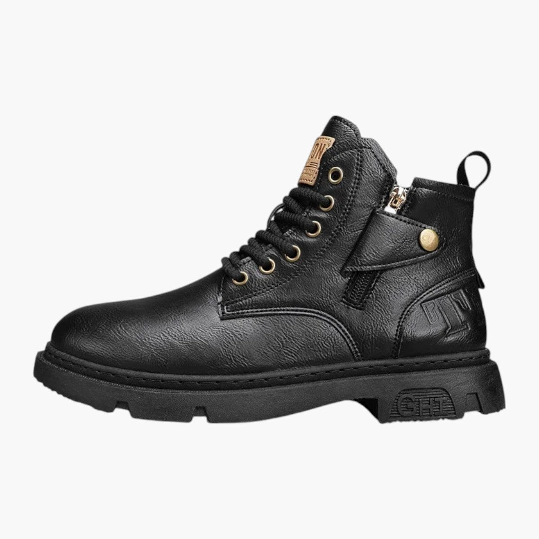 Bottes en Cuir Hommes avec Tige Cheville et Semelle PVC