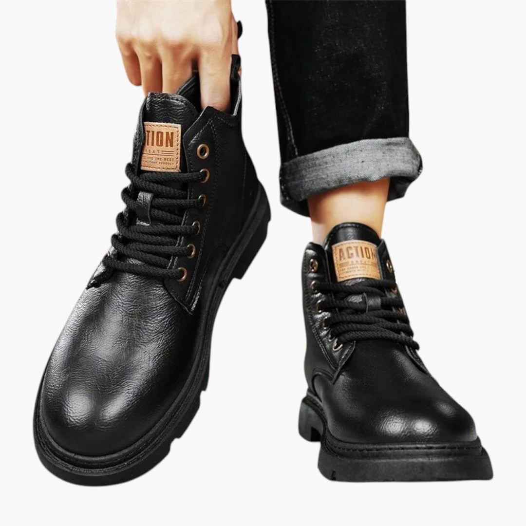 Bottes en Cuir Hommes avec Tige Cheville et Semelle PVC