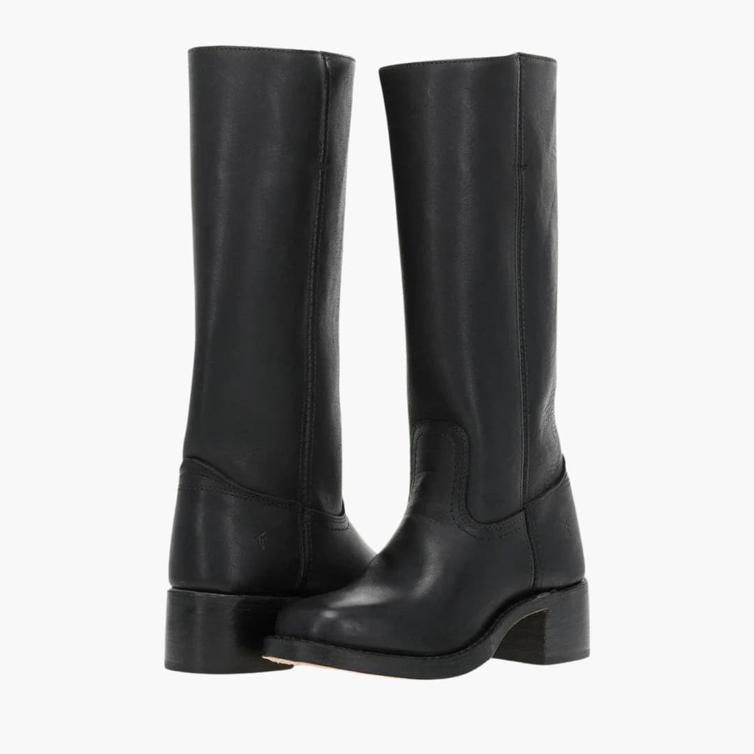 Bottes femme hautes avec talon bloc et surpiqûres