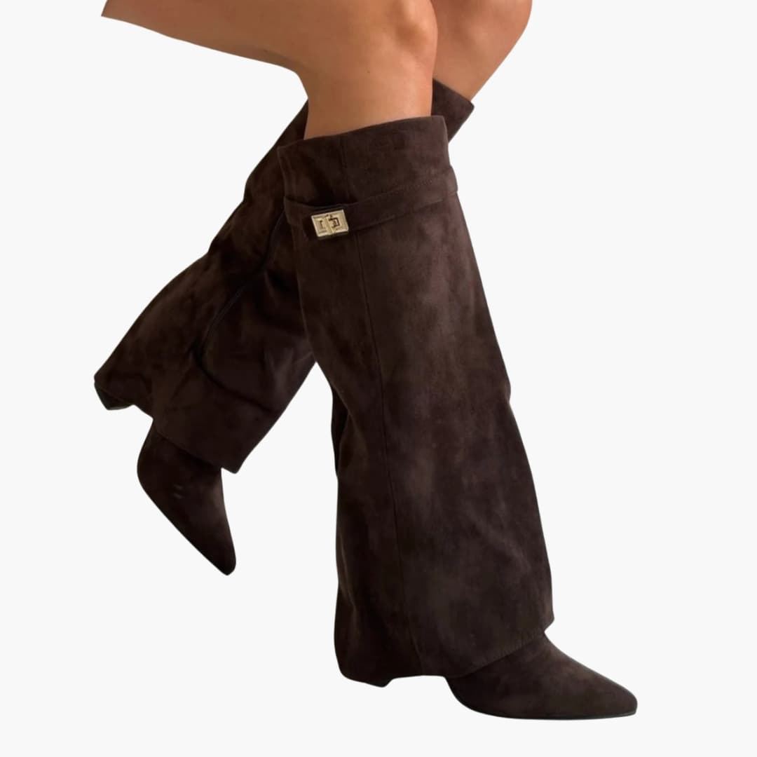 Bottes femme hautes jusqu’au genou avec large ouverture et talon bloc