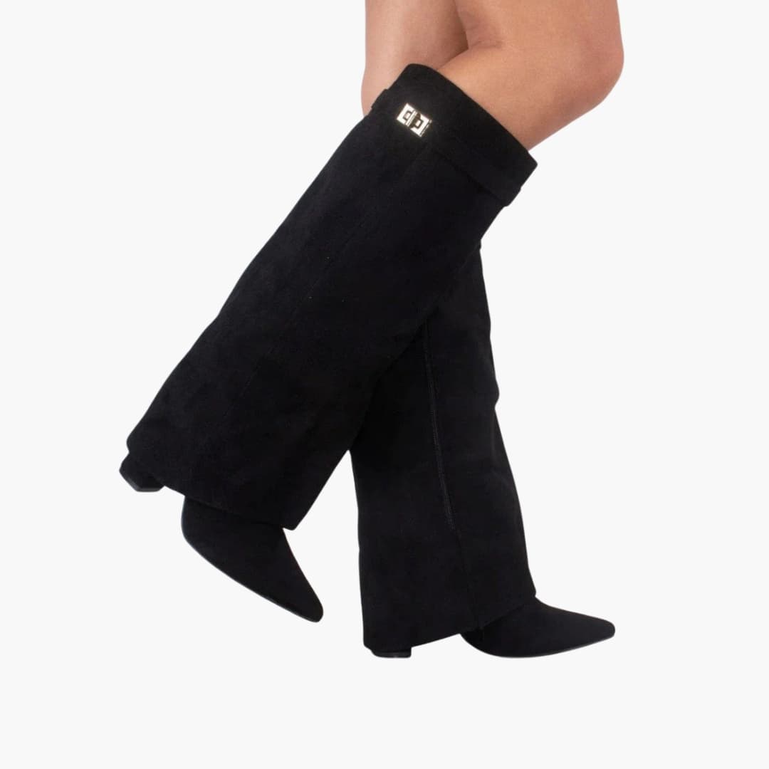 Bottes femme hautes jusqu’au genou avec large ouverture et talon bloc