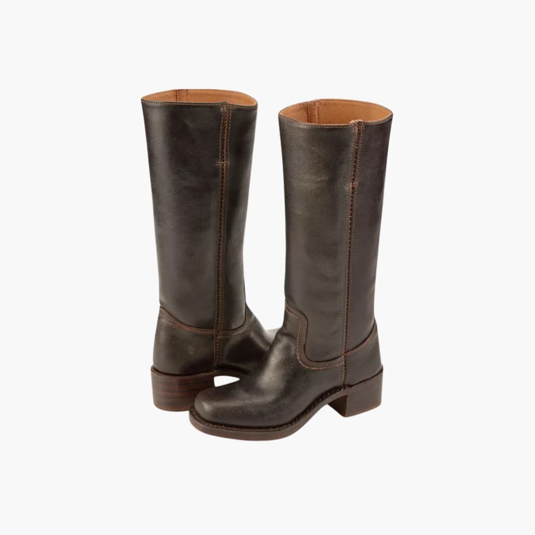 Bottes femme hautes jusqu’au genou avec talon empilé et bout rond