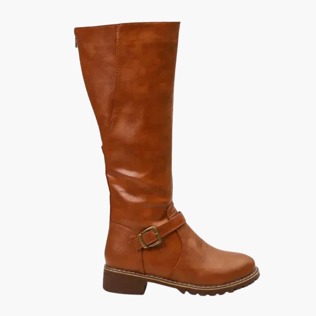 Bottes hautes pour femmes avec fermeture éclair latérale et détail de boucle