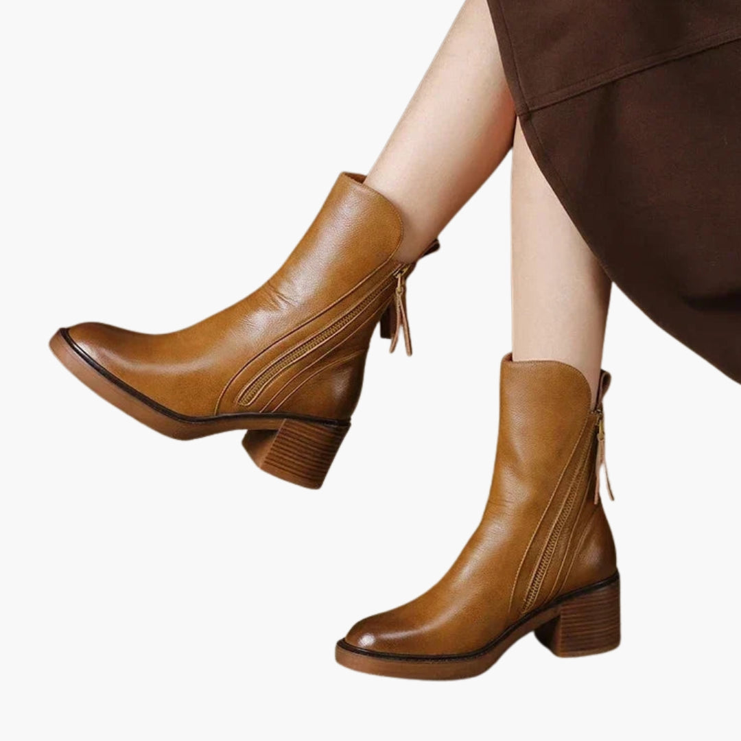 Bottines femme avec fermeture zippée latérale et talon bloc