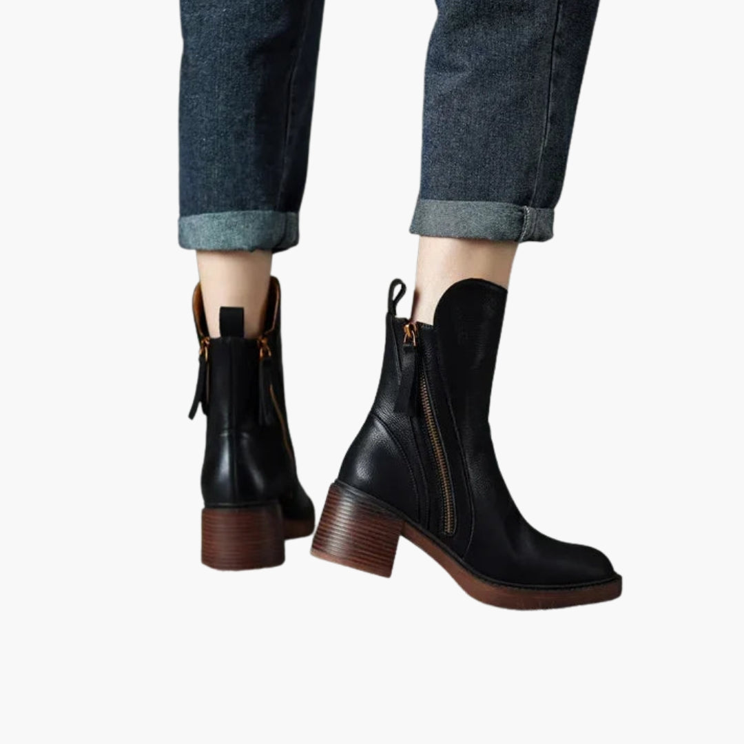 Bottines femme avec fermeture zippée latérale et talon bloc