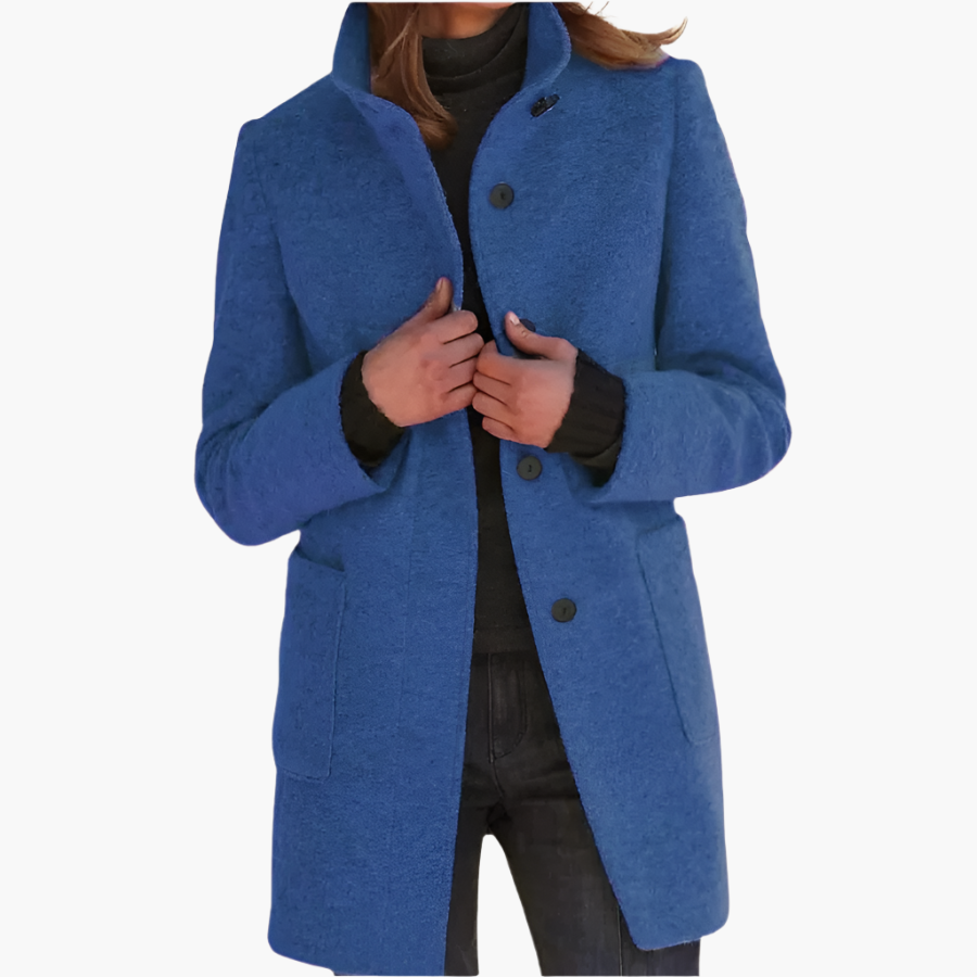 Cappotto donna con collo alto e grandi tasche