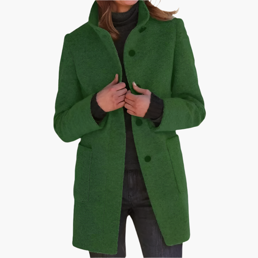 Cappotto donna con collo alto e grandi tasche