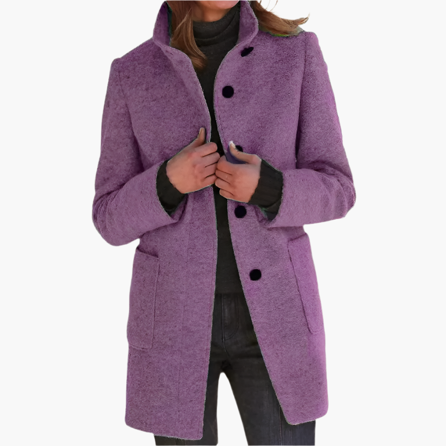 Cappotto donna con collo alto e grandi tasche