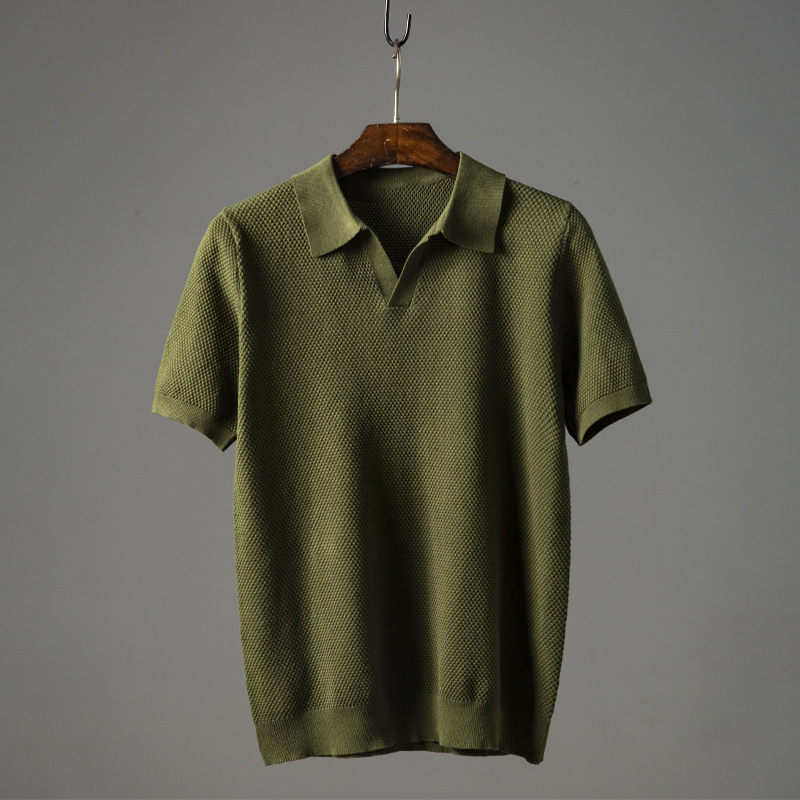 Polo homme été coupe moderne en maille légère col boutonné