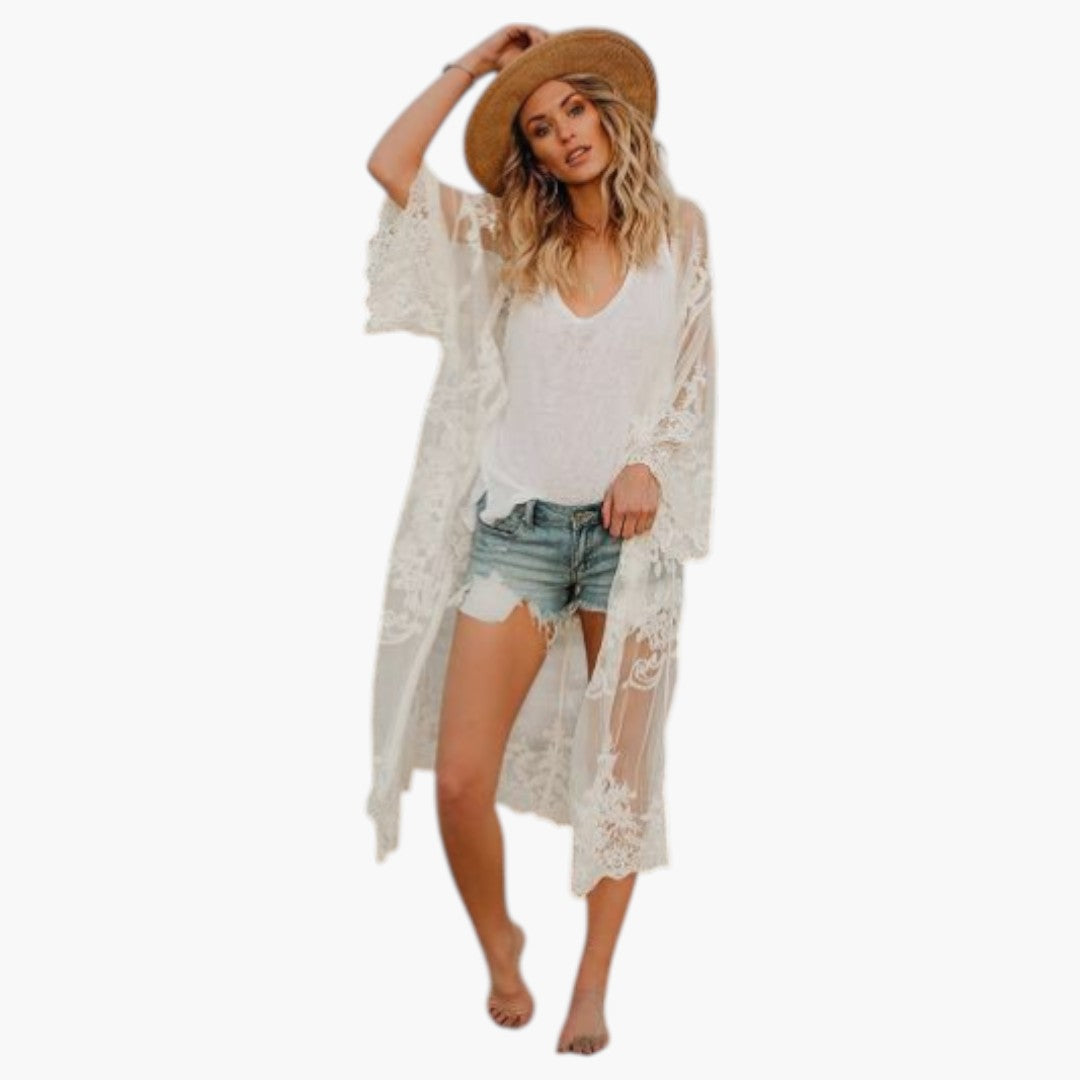 Cache maillot en dentelle femmes a ouverture frontale