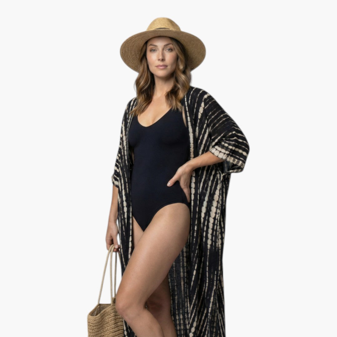 Cache maillot femme a devant ouvert et manches mi longues