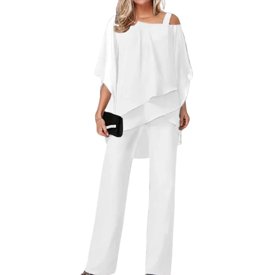 Ensemble femme épaules dénudées coupe fluide