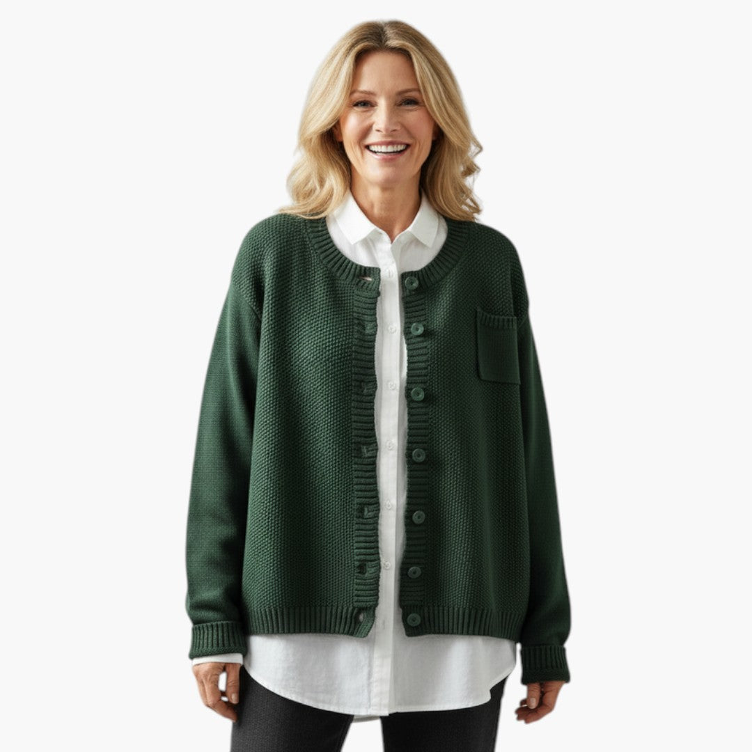 Women's Cardigan with Buttons and Chest Pocket