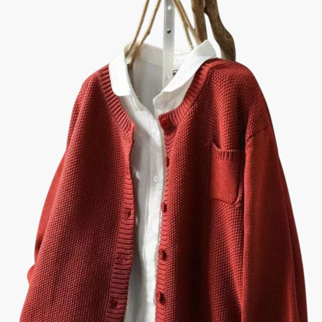 Women's Cardigan with Buttons and Chest Pocket