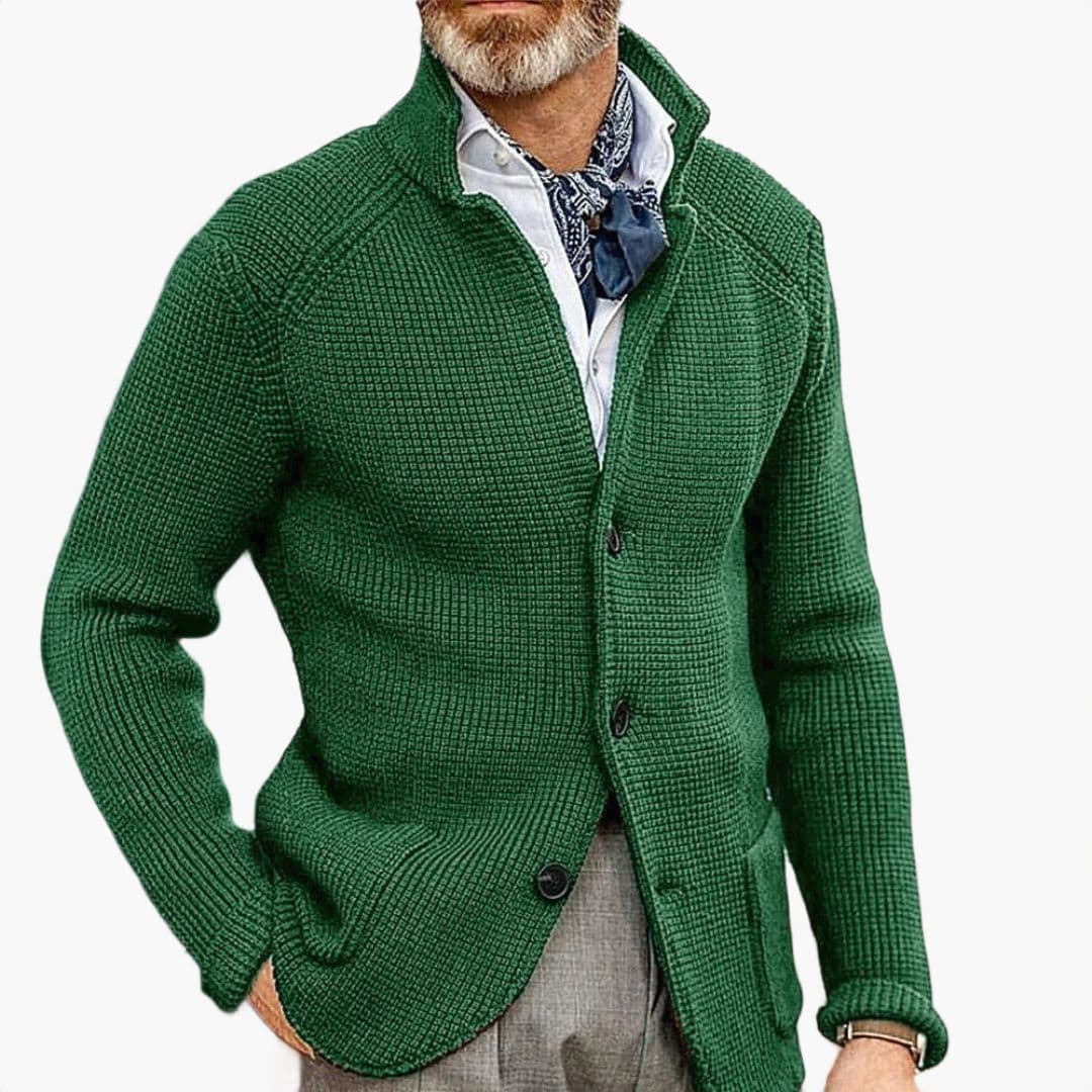 Cardigan Homme Col Montant avec Poches Latérales