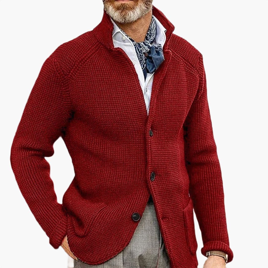 Cardigan Uomo Collo Alto con Tasche Laterali