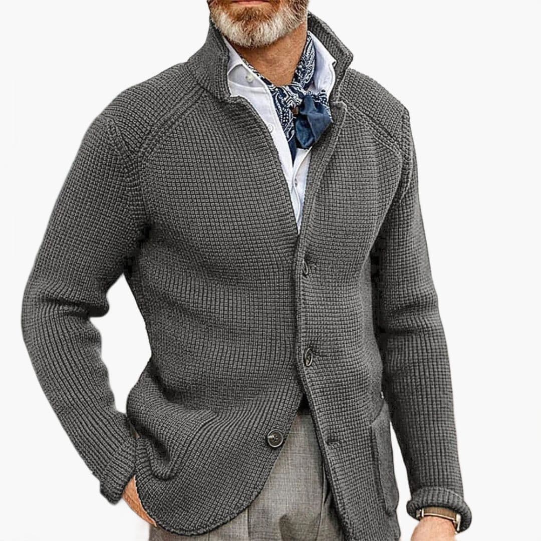 Cardigan Uomo Collo Alto con Tasche Laterali