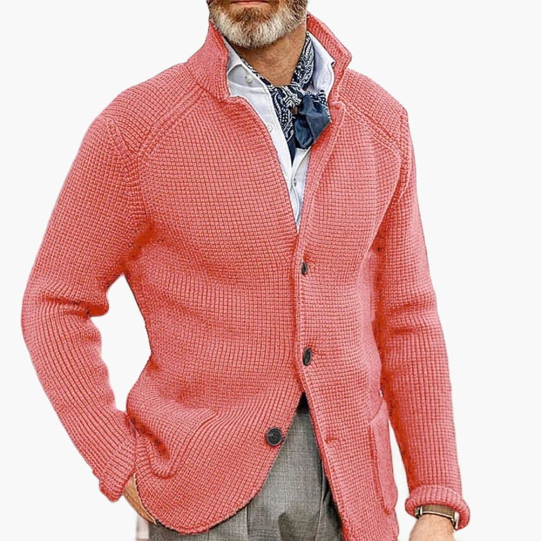 Cardigan Uomo Collo Alto con Tasche Laterali