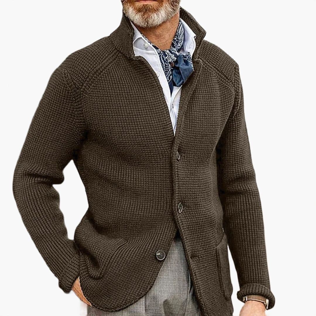 Cardigan Uomo Collo Alto con Tasche Laterali