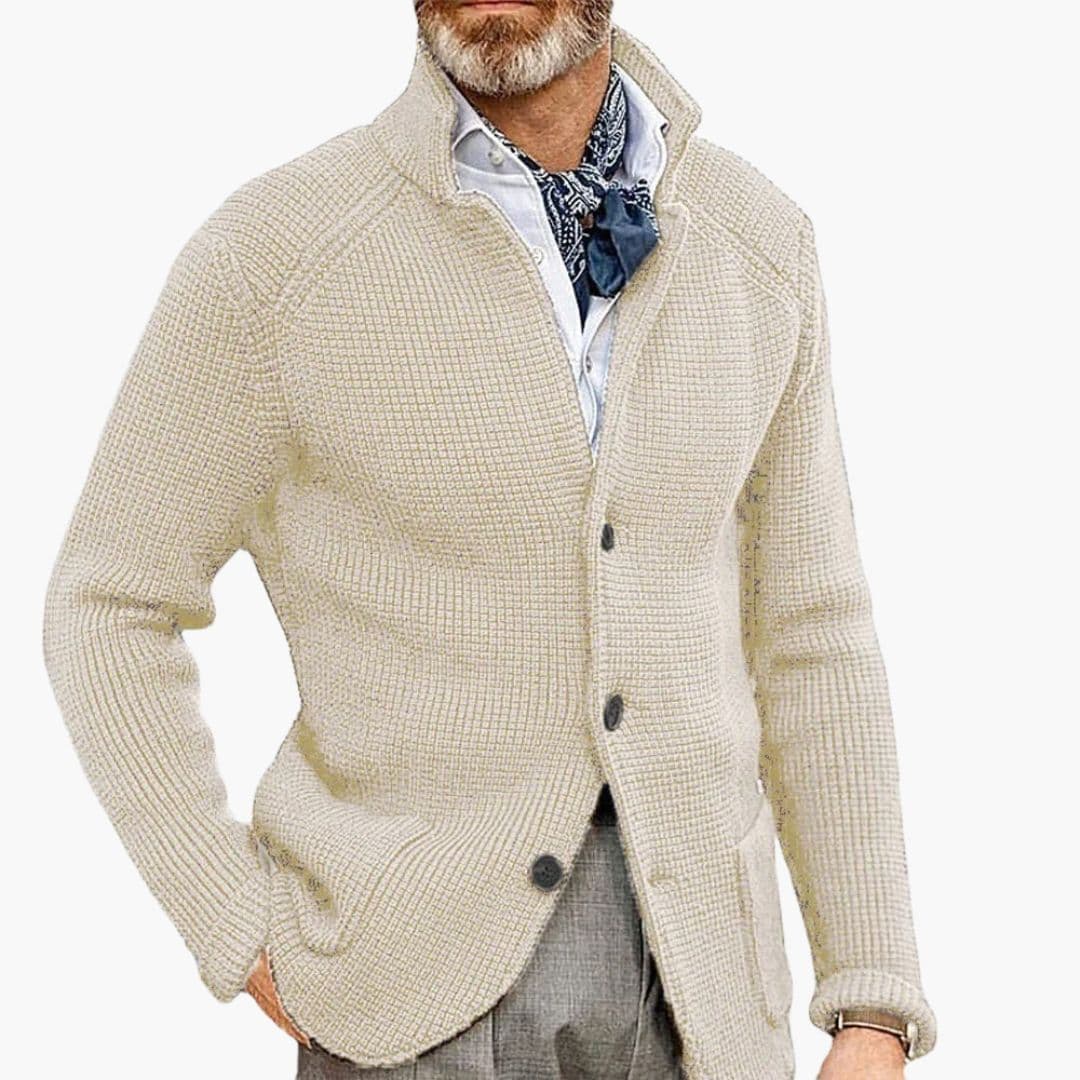Cardigan Uomo Collo Alto con Tasche Laterali