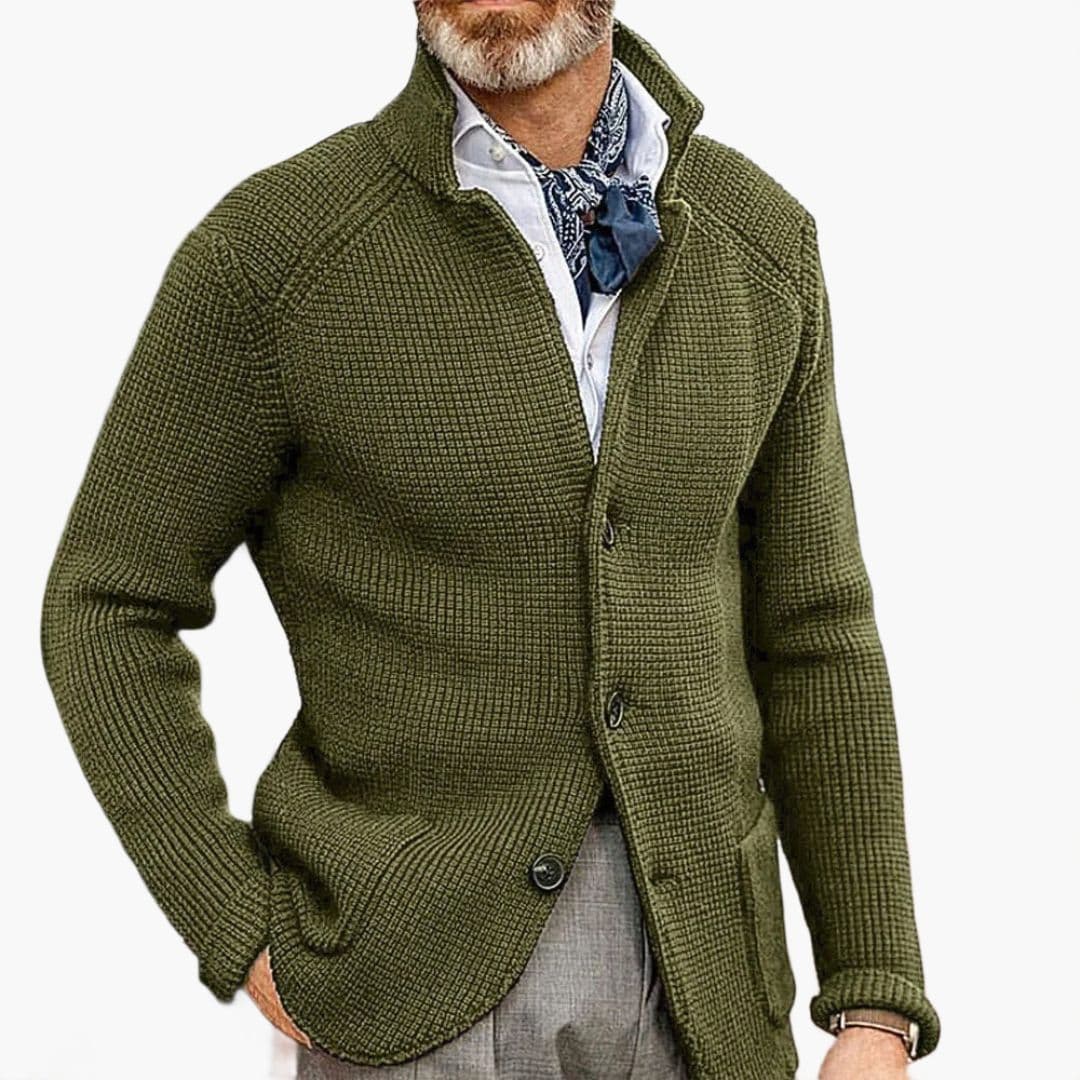 Cardigan Uomo Collo Alto con Tasche Laterali