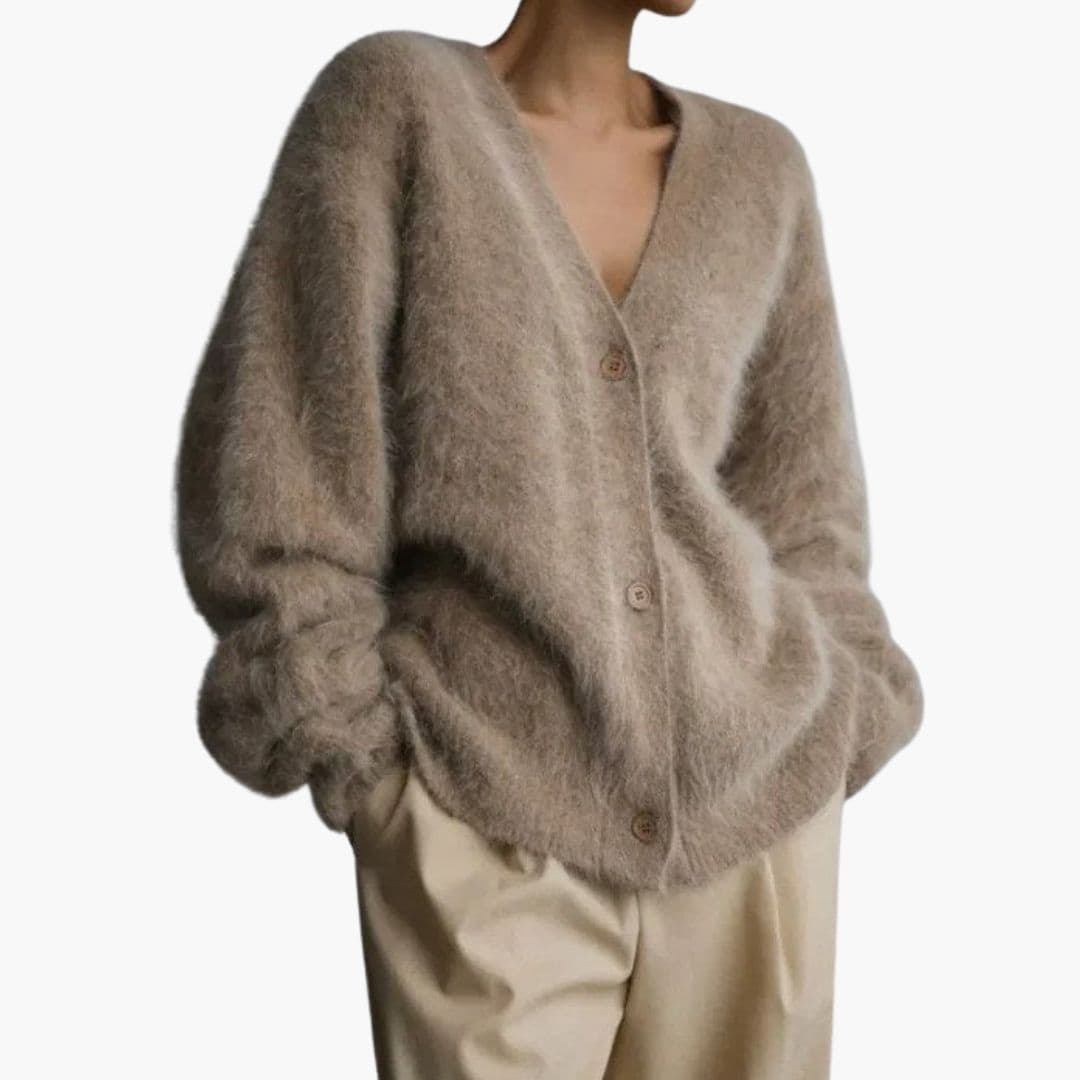 Cardigan femme à col V et fermeture à boutons