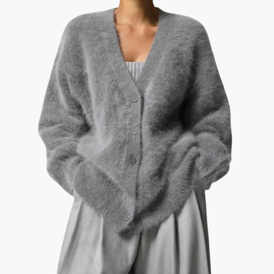 Cardigan femme à col V et fermeture à boutons