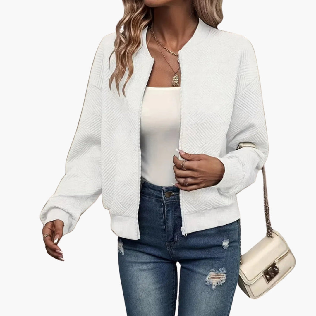 Cardigan femme à fermeture zippée et ourlet côtelé