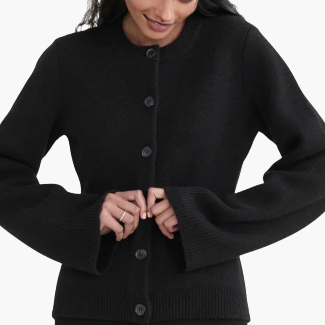 Cardigan femme à manches évasées et fermeture à boutons