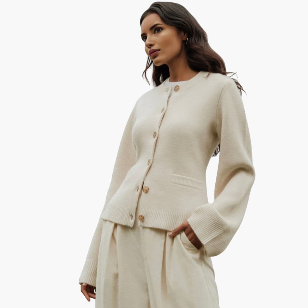 Cardigan femme à manches évasées et fermeture à boutons