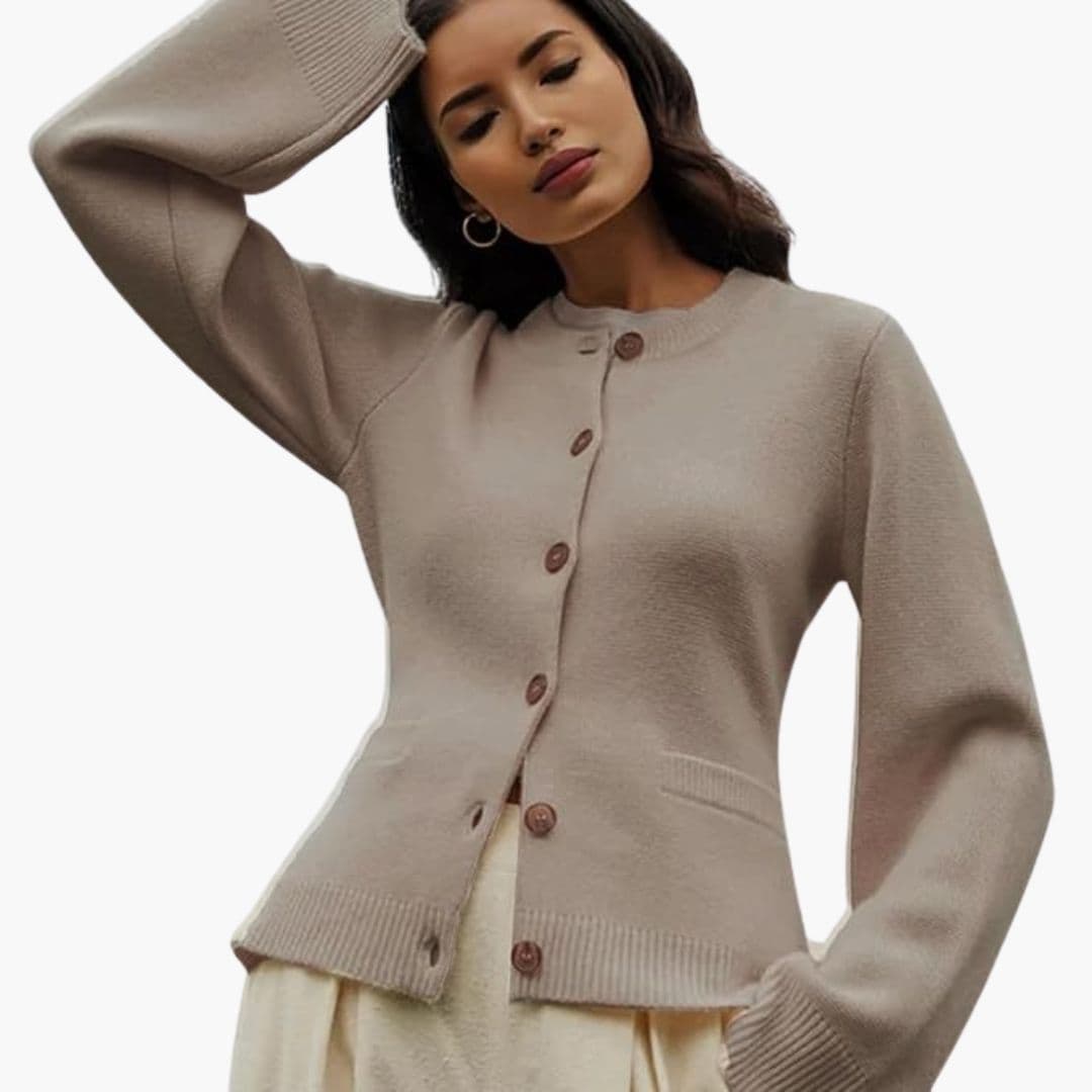 Cardigan femme à manches évasées et fermeture à boutons