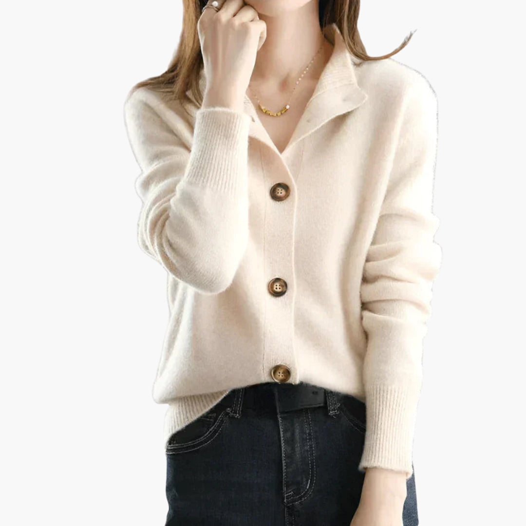 Cardigan femme avec boutons et poignets côtelés