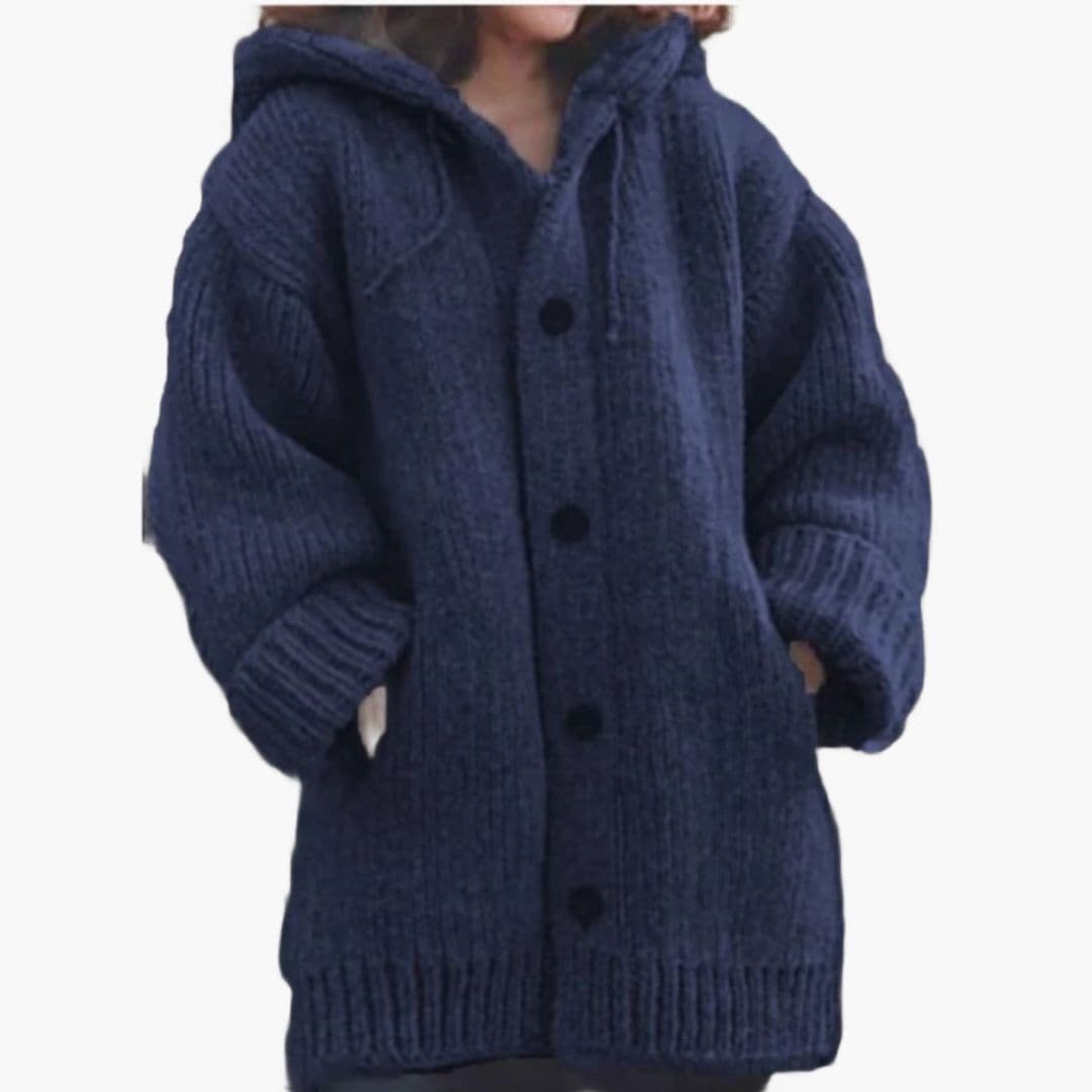 Cardigan femme capucheet avec Boutonné et coupe ample